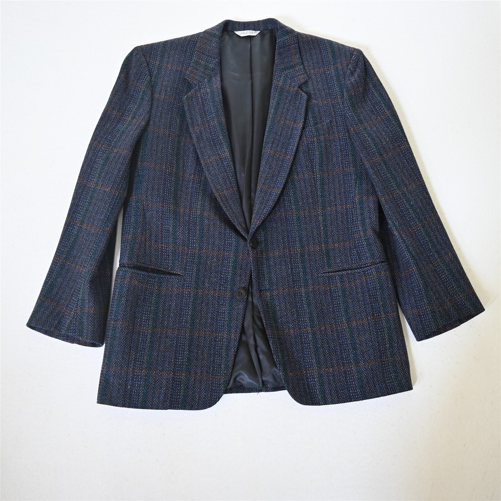 Vtg 41R 42R Blue Blanketweave Tweed Mens Blazer Suit Jacket Sport Coat